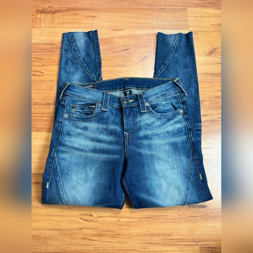 RARE Y2K TRUE RELIGION Halle Mid Rise Super Skinny Moto Style  US27 Jeans